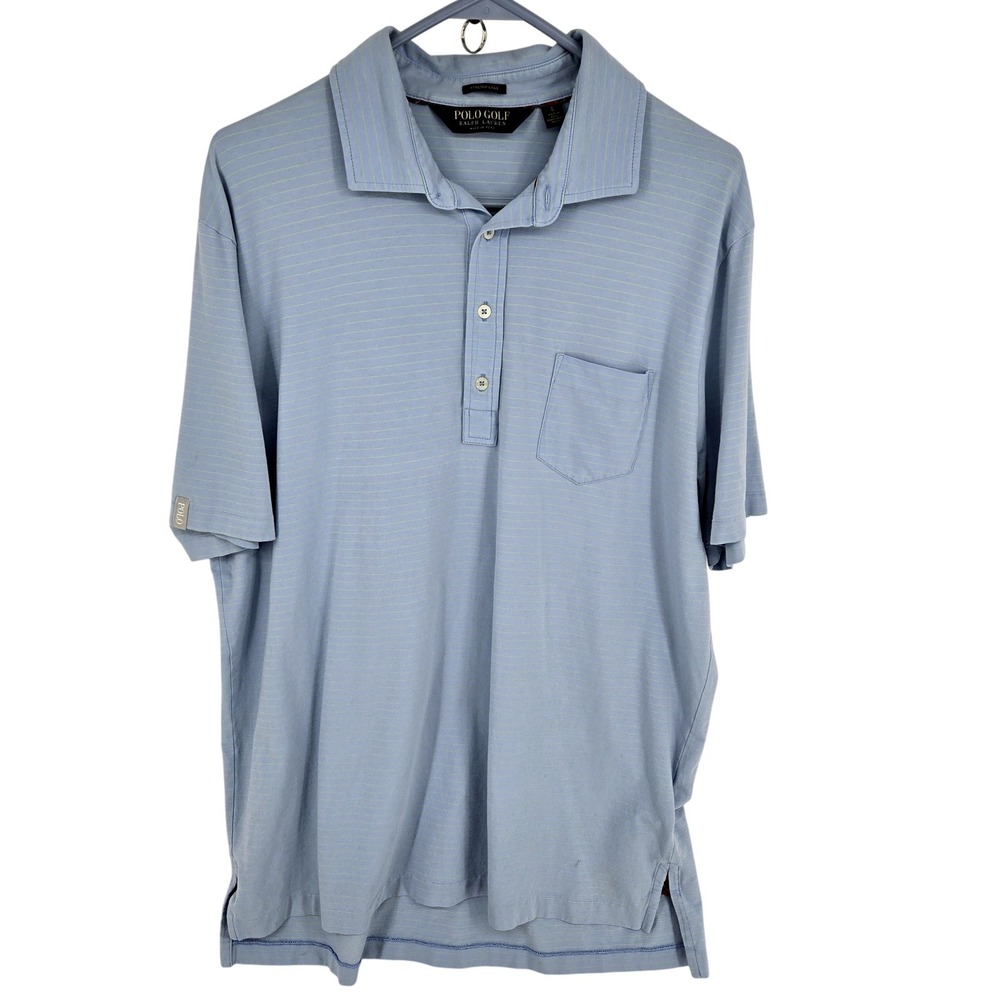 Polo Golf Ralph Lauren Polo Shirt Mens Large Light Blue Stretch Lisle Pocket